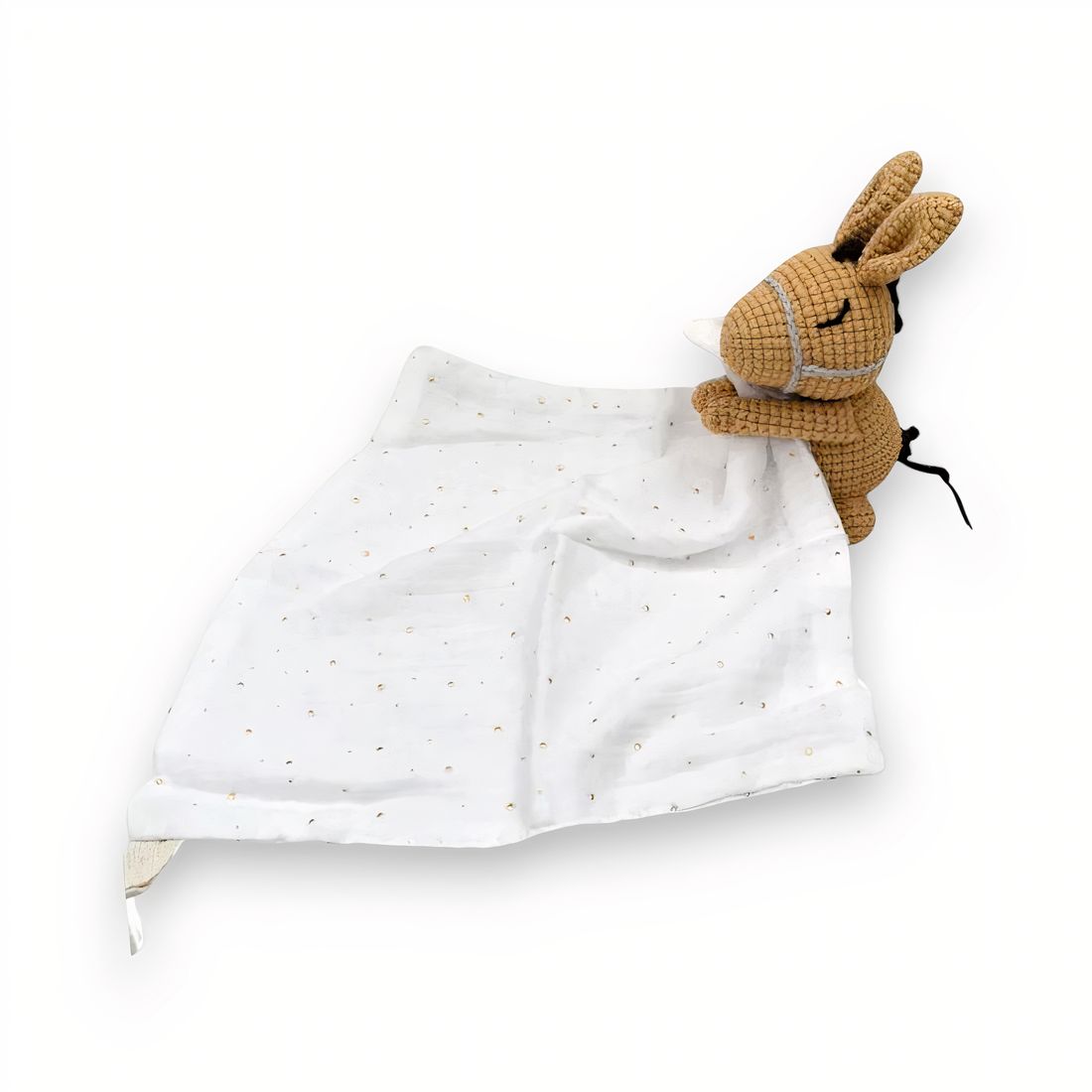 Peluche doudou plat tête cheval pour bébé