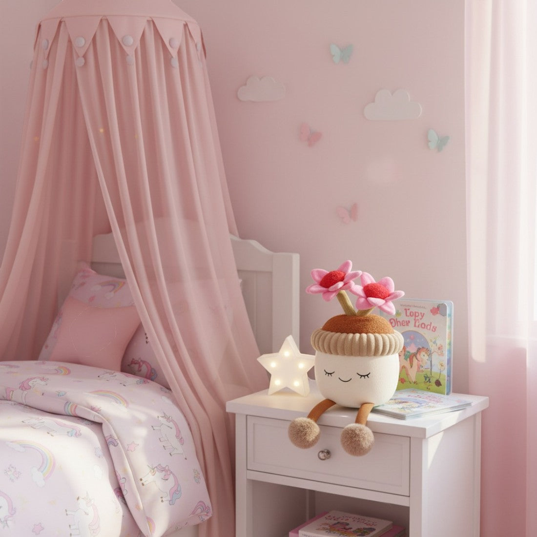 Peluche kawaii fleurs pot en terre