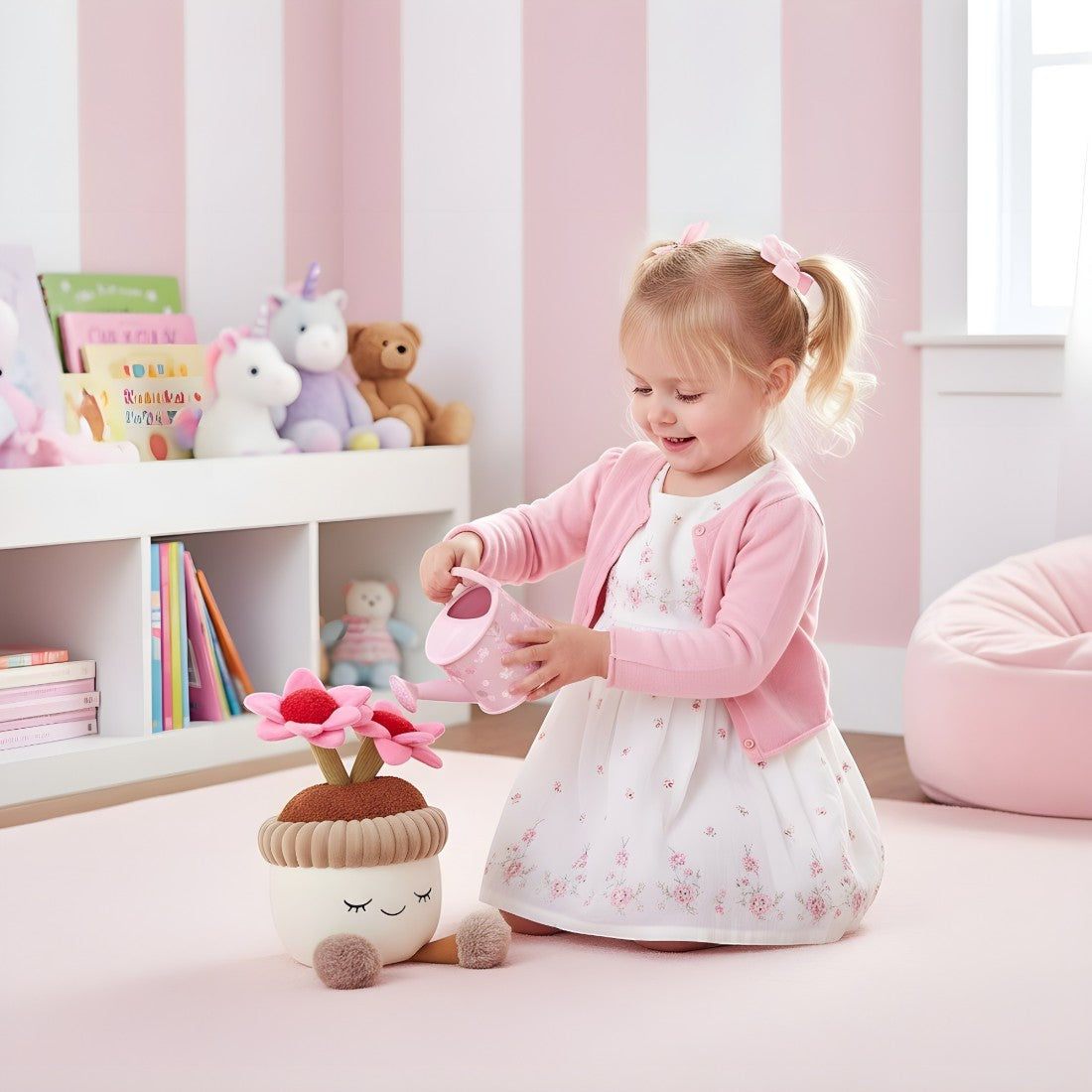 Peluche kawaii fleurs pot en terre