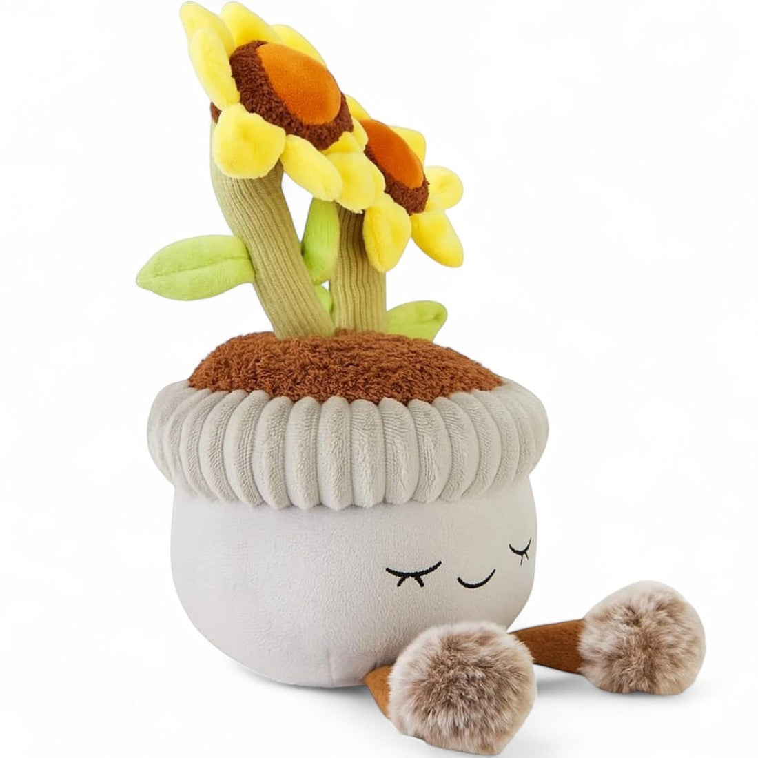 Peluche kawaii fleurs pot en terre