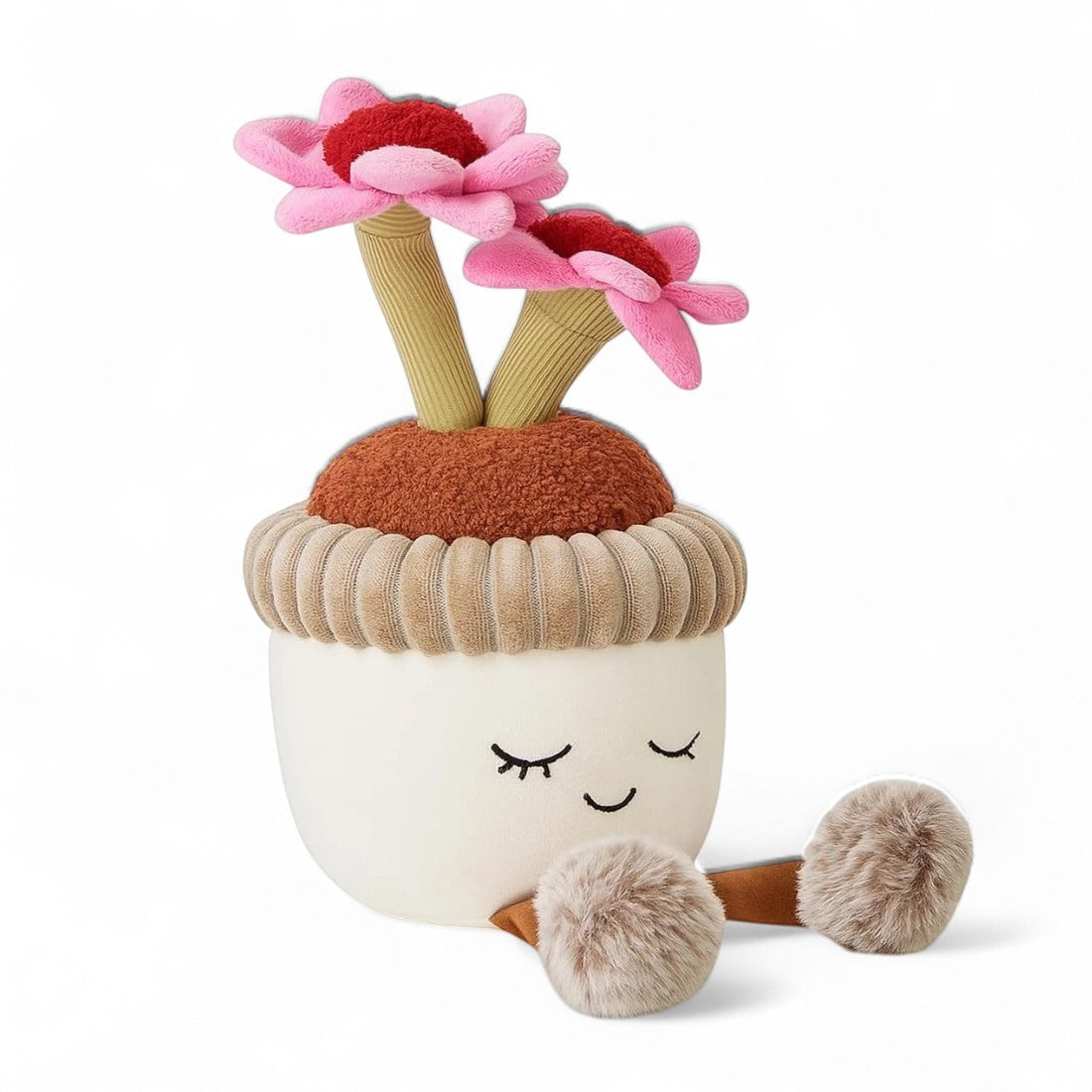 Peluche kawaii fleurs pot en terre