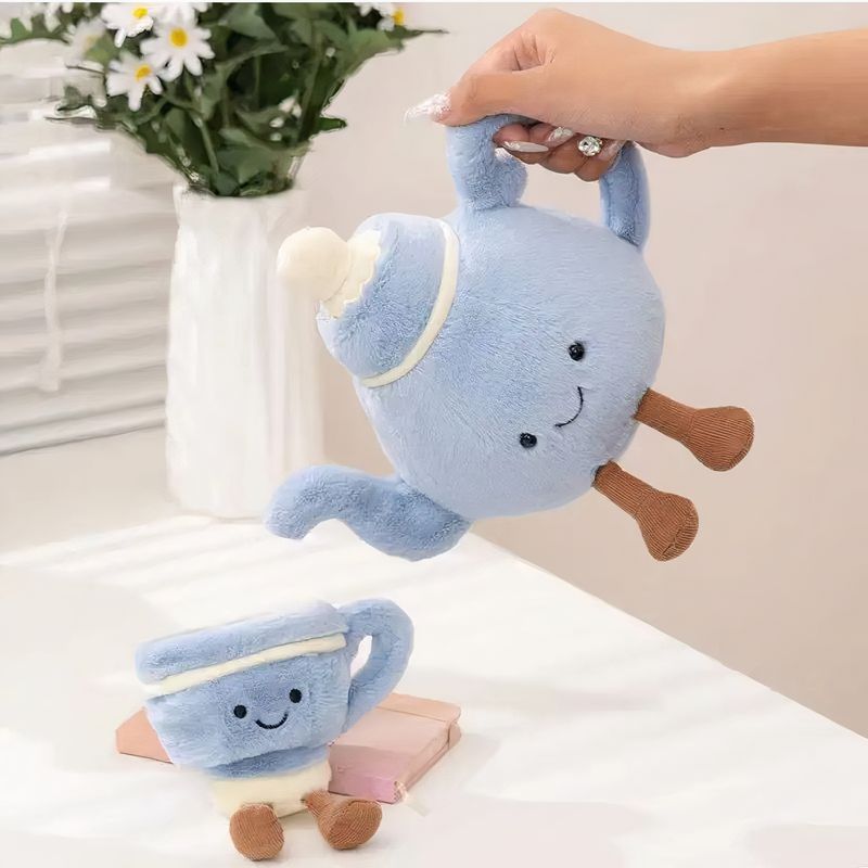 Peluche kawaii tea time duo tasse et théière