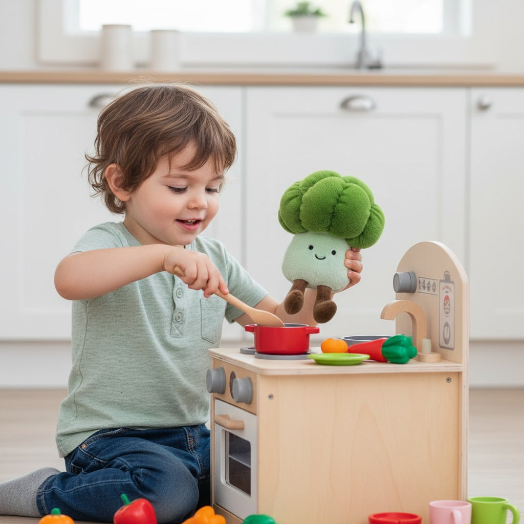Peluche légume kawaii brocoli souriant