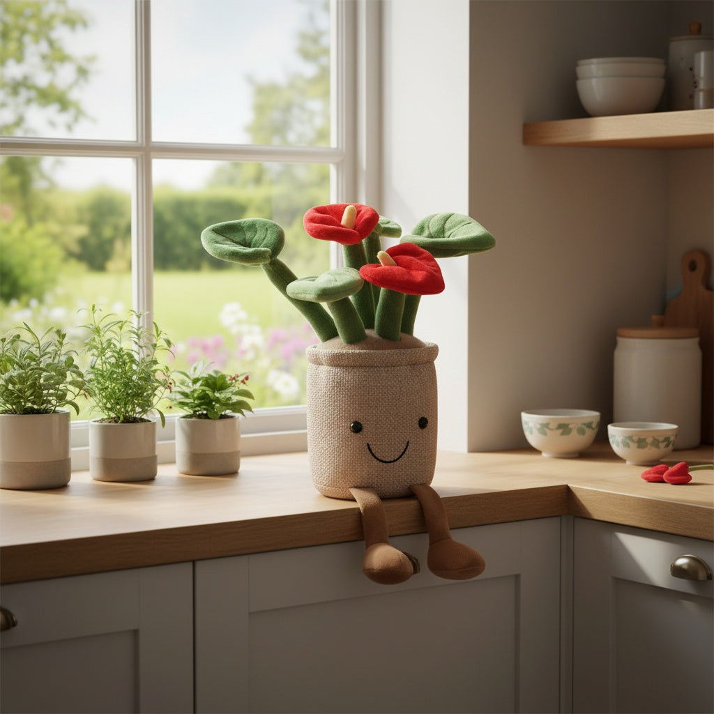 Peluche plante kawaii fleur de lune souriante