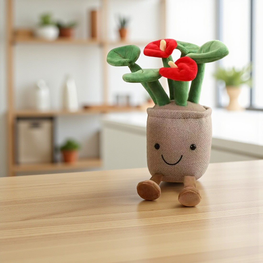 Peluche plante kawaii fleur de lune souriante
