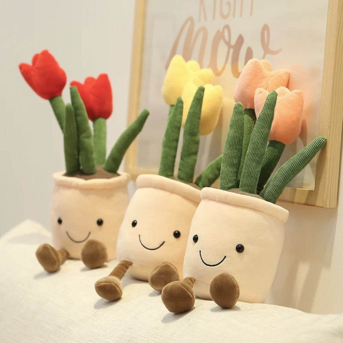 Peluche plante kawaii tulipes en pot