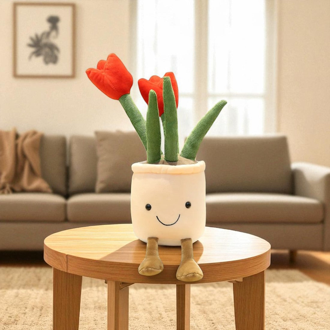 Peluche plante kawaii tulipes en pot