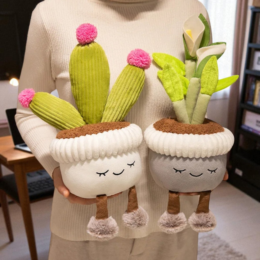Peluche kawaii plante en pot rond