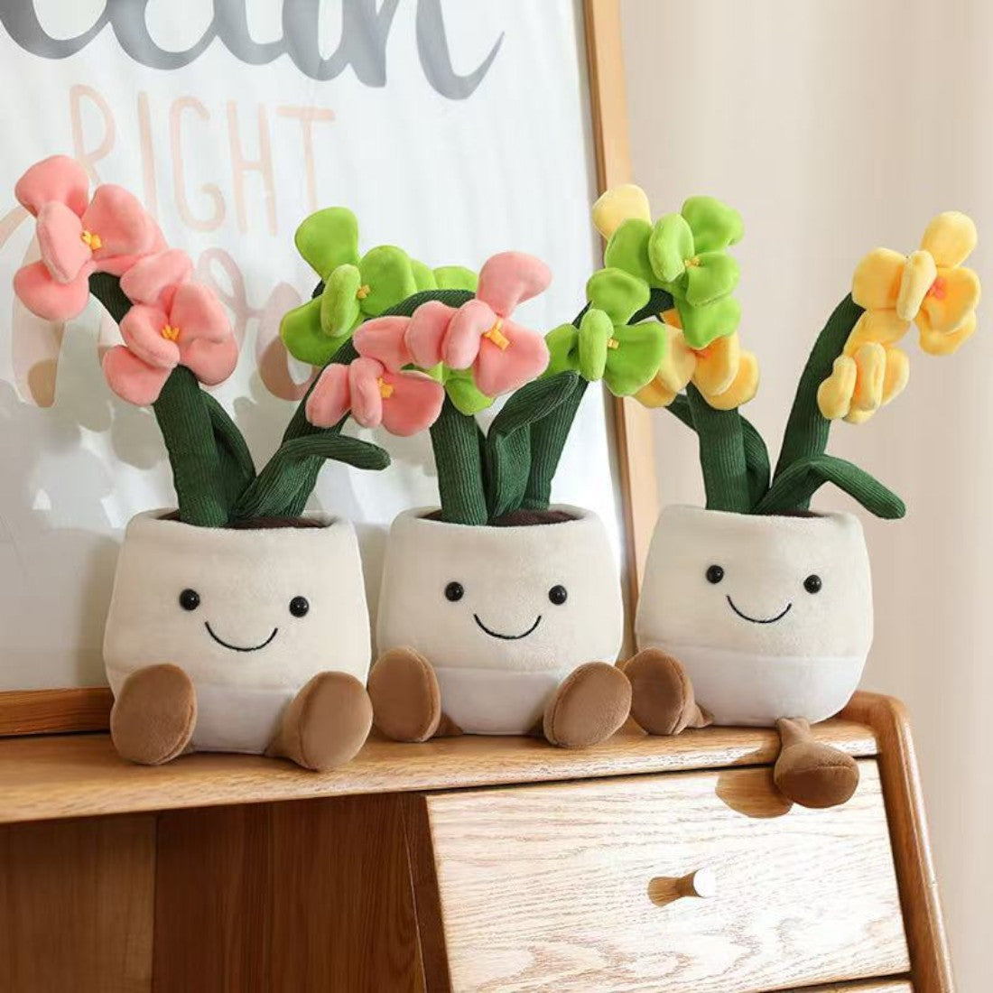 Peluche plante kawaii orchidée douce et colorée
