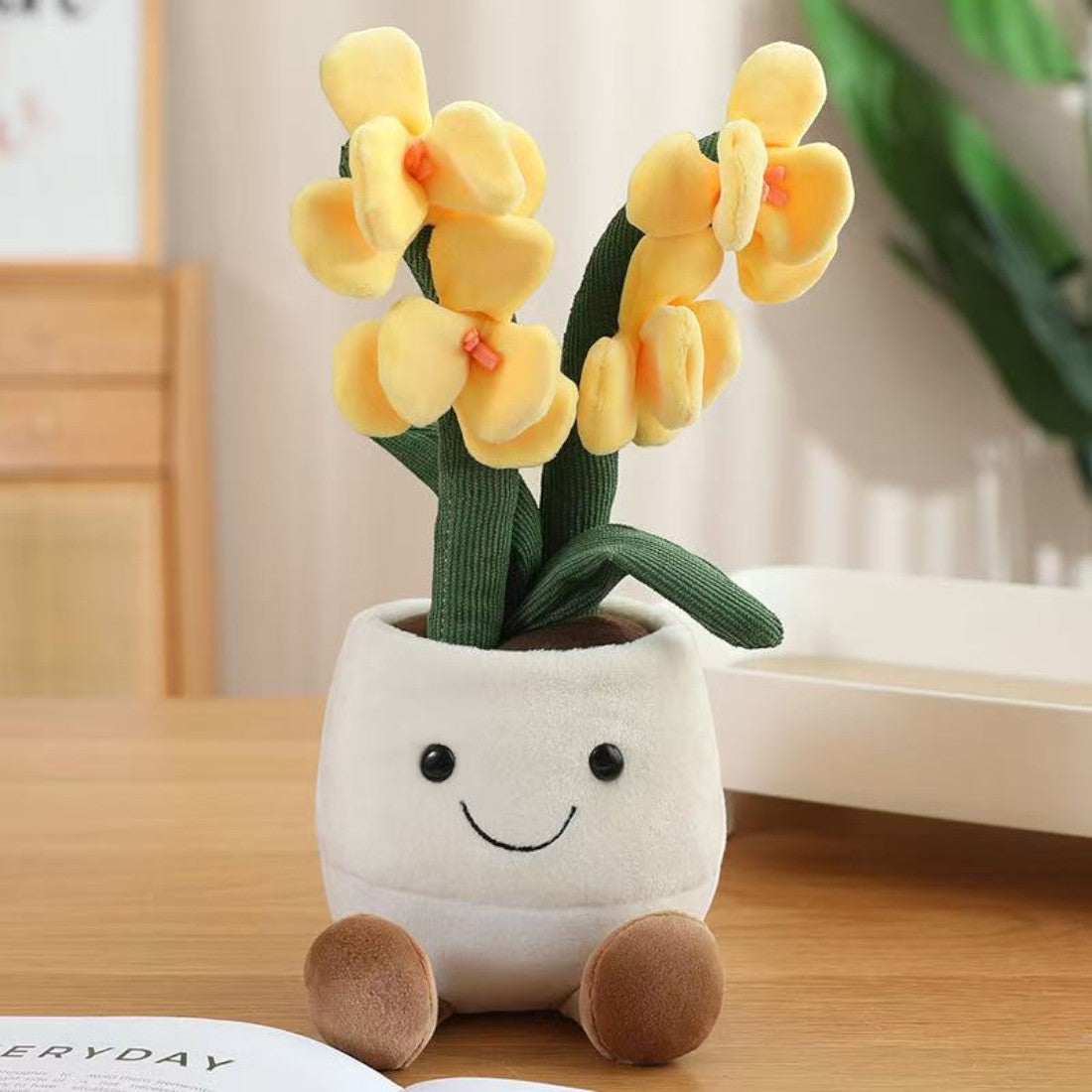 Peluche plante kawaii orchidée douce et colorée