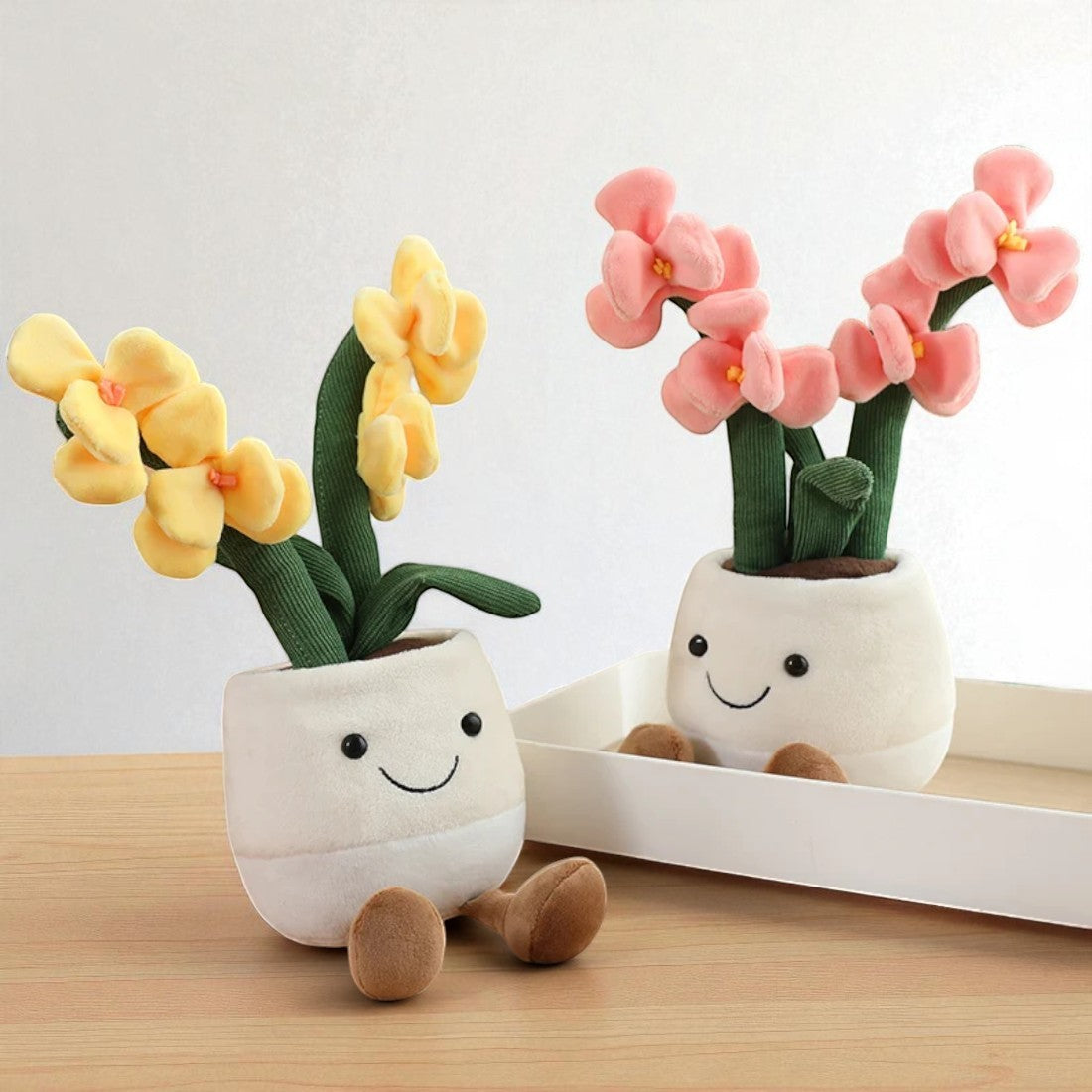 Peluche plante kawaii orchidée douce et colorée