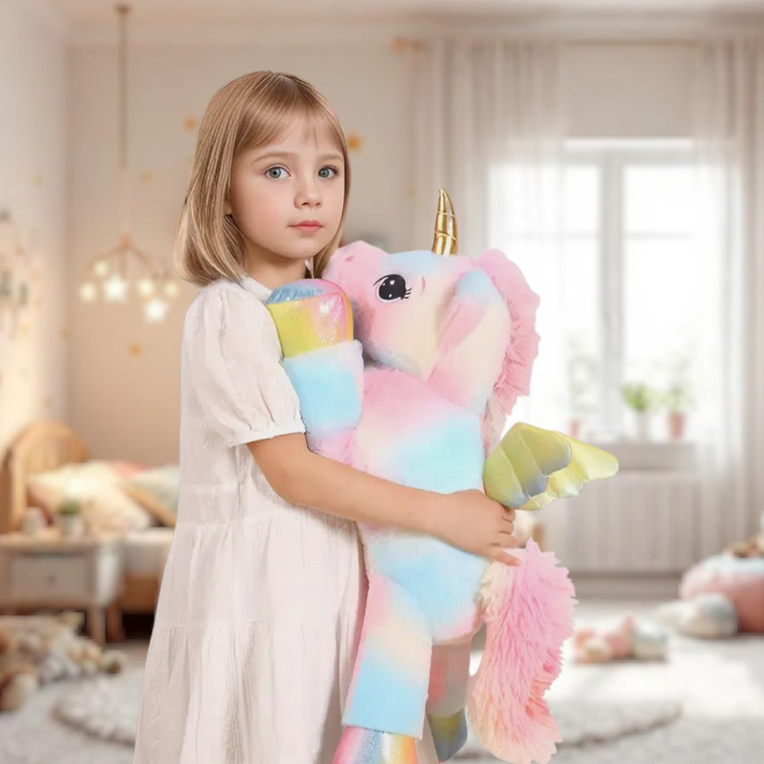 Peluche licorne féerique géante