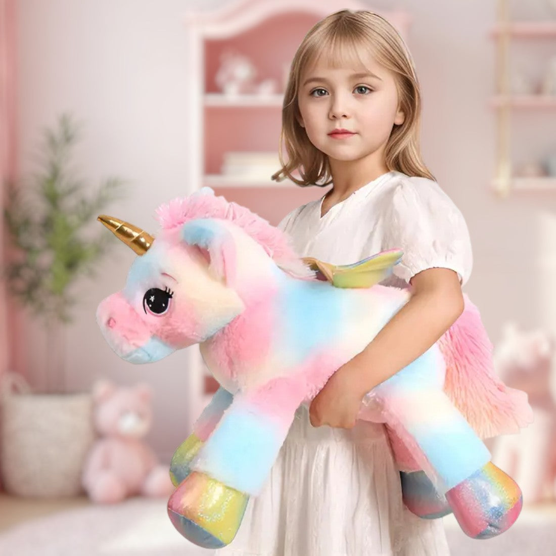 Peluche licorne féerique géante