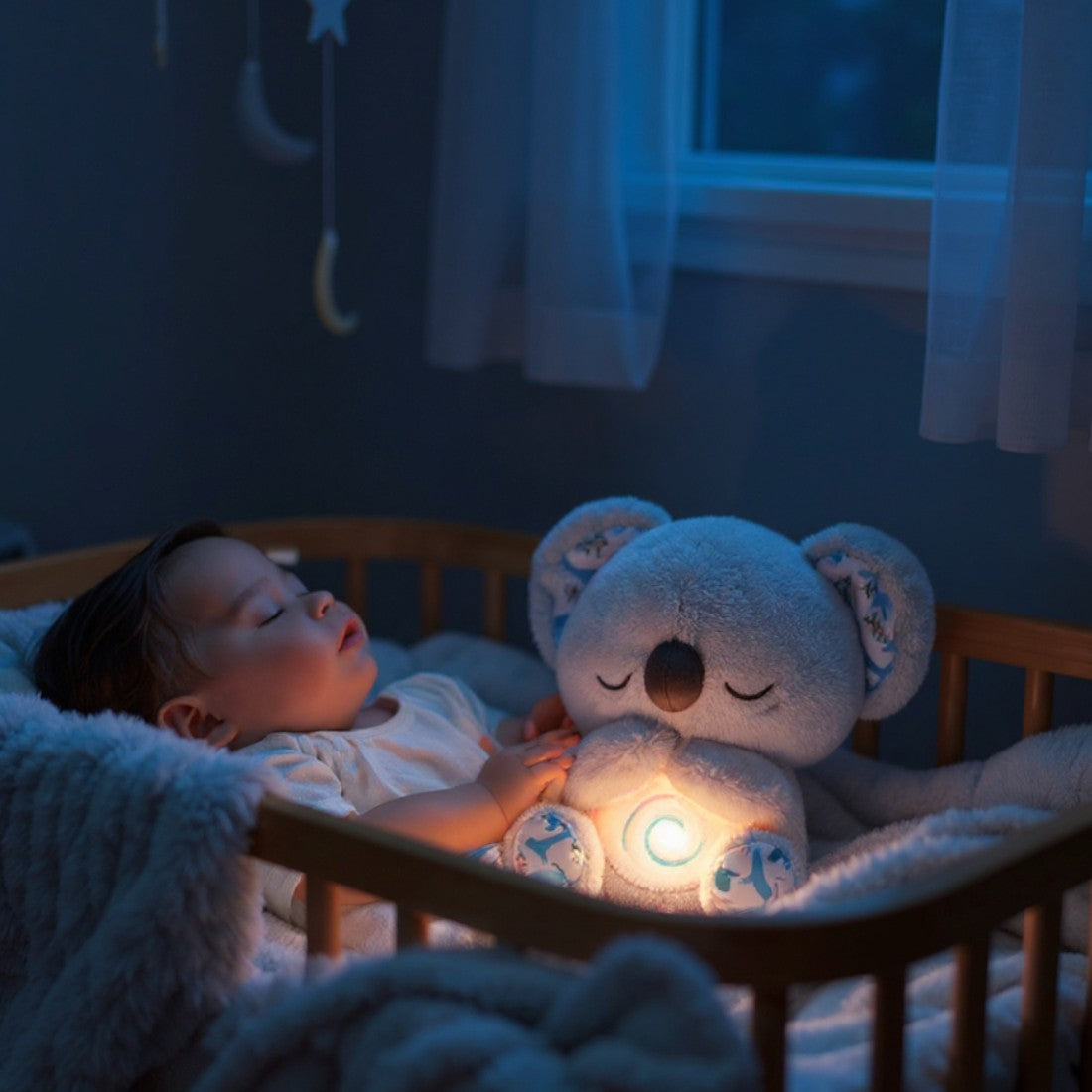 Peluche koala respirante et lumineuse pour apaiser bébé