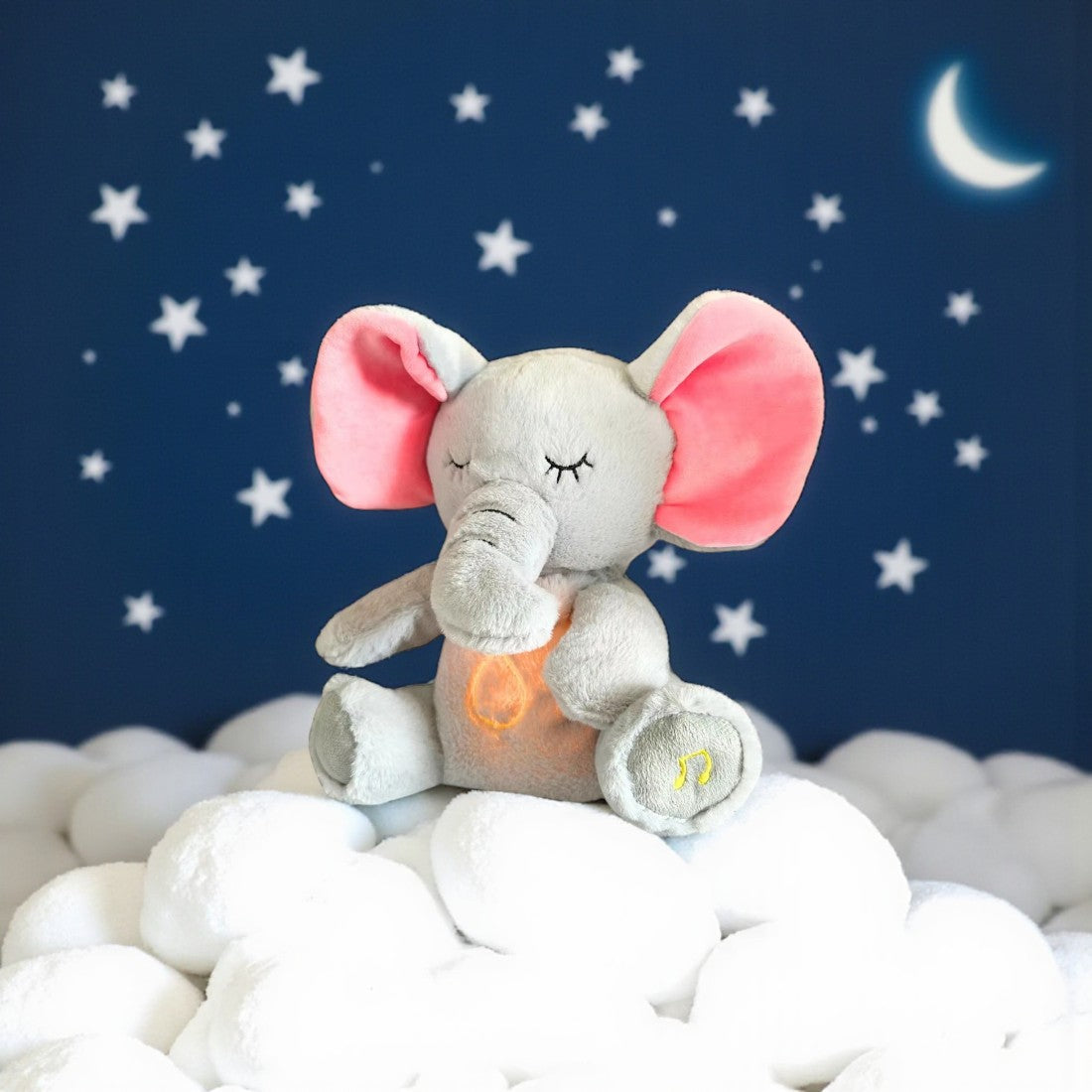 Éléphant en peluche veilleuse apaisante