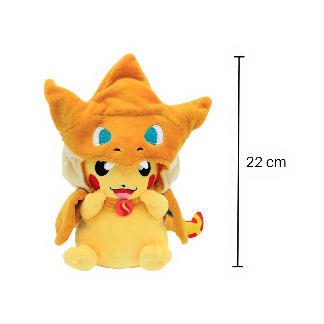 Peluche pokémon - pikachu déguisé en dracaufeu
