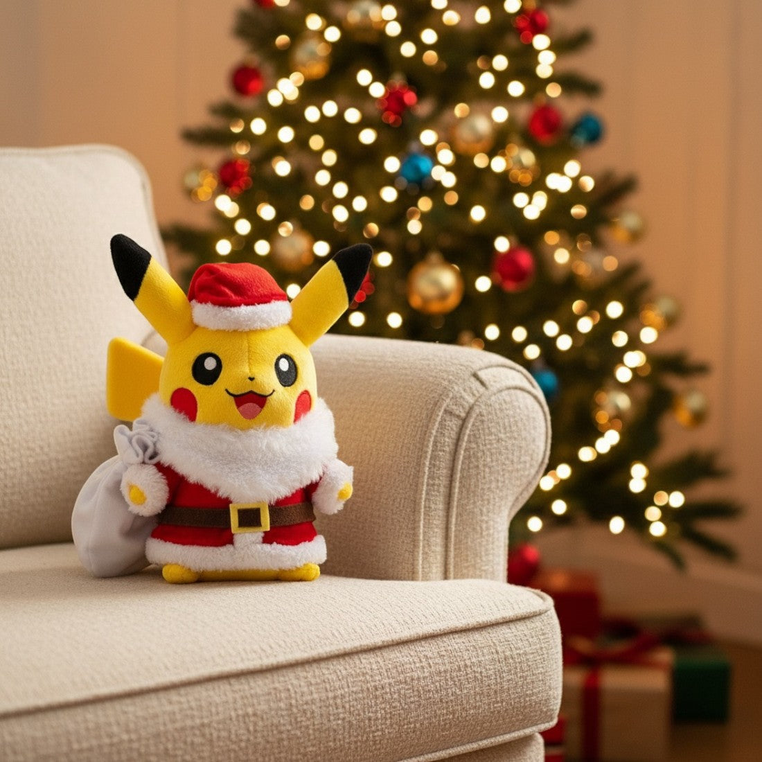Peluche Pokémon – Pikachu déguisé en Père Noël