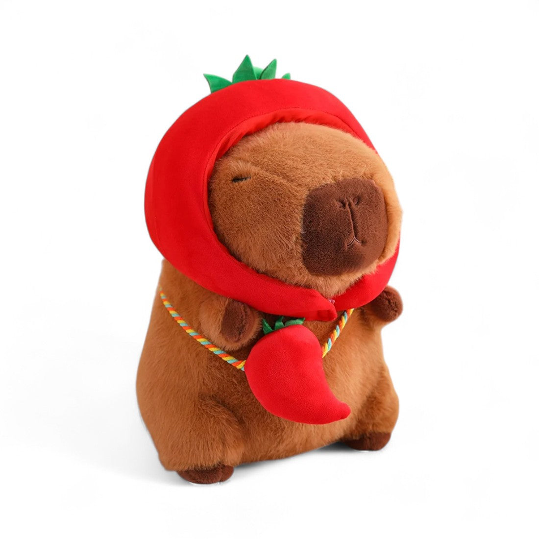 Peluche Capybara avec chapeau et sac légume