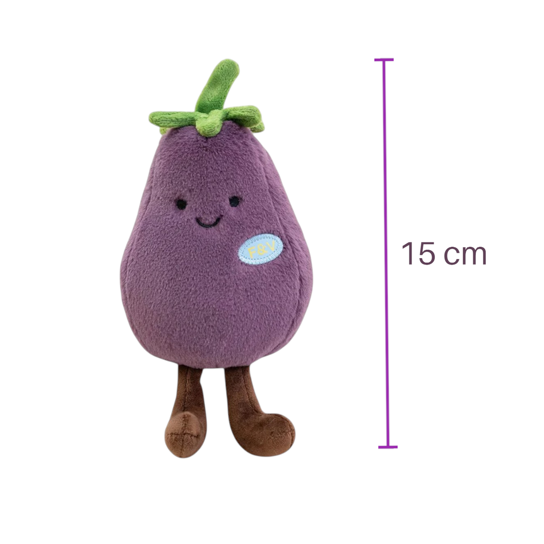 Peluche légume kawaii aubergine malicieuse