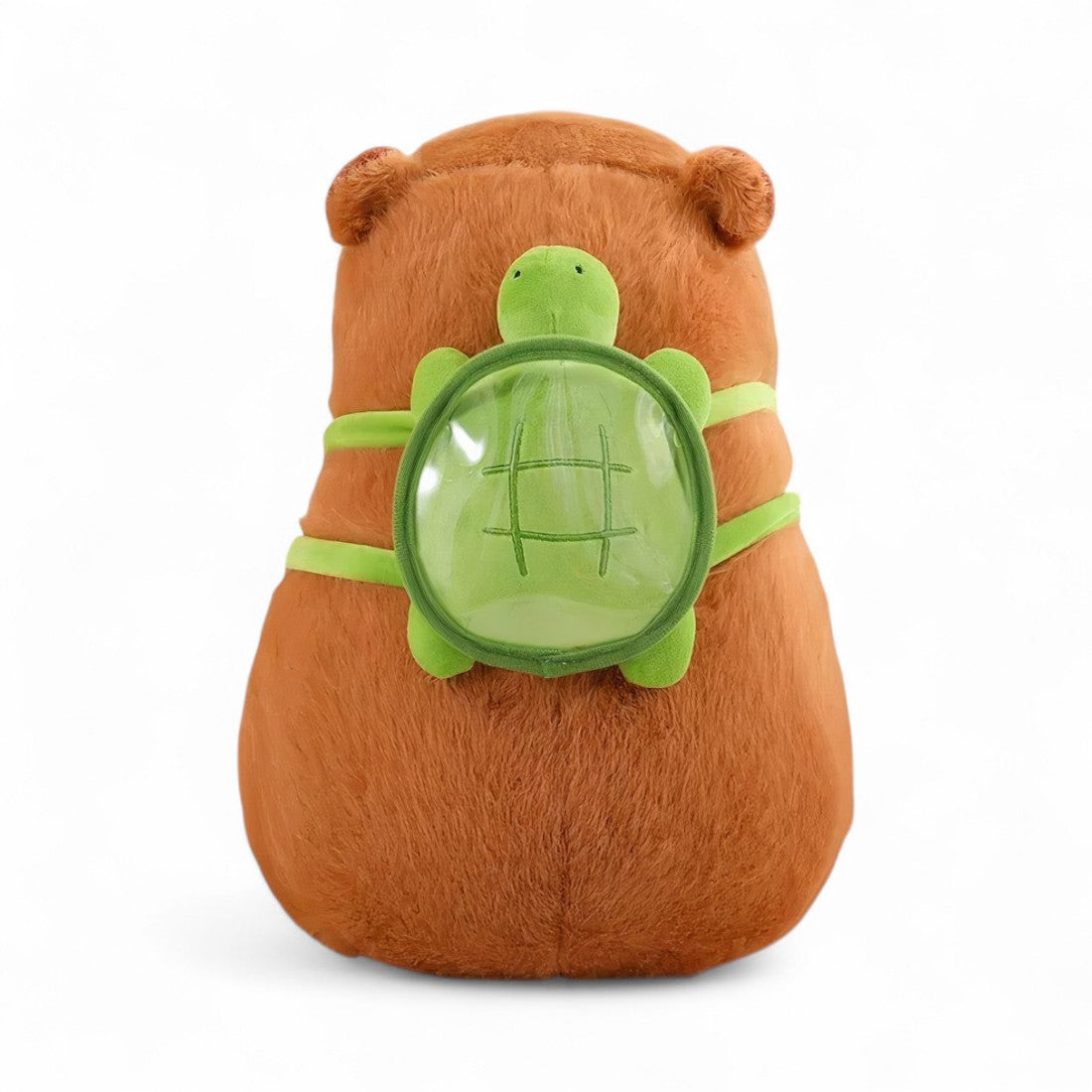 Capybara en peluche avec sac à dos tortue