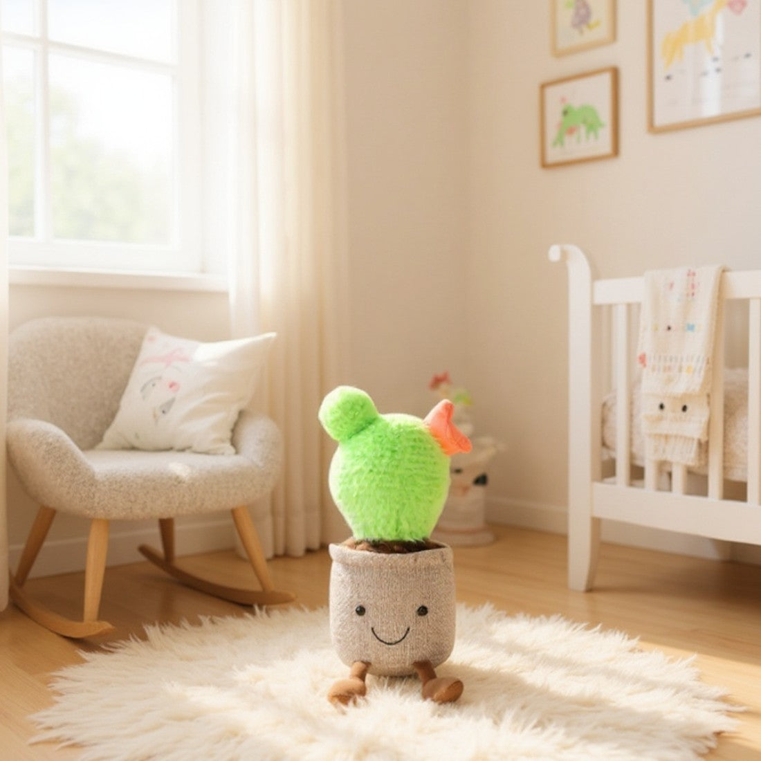 Peluche plante kawaii cactus fleuri