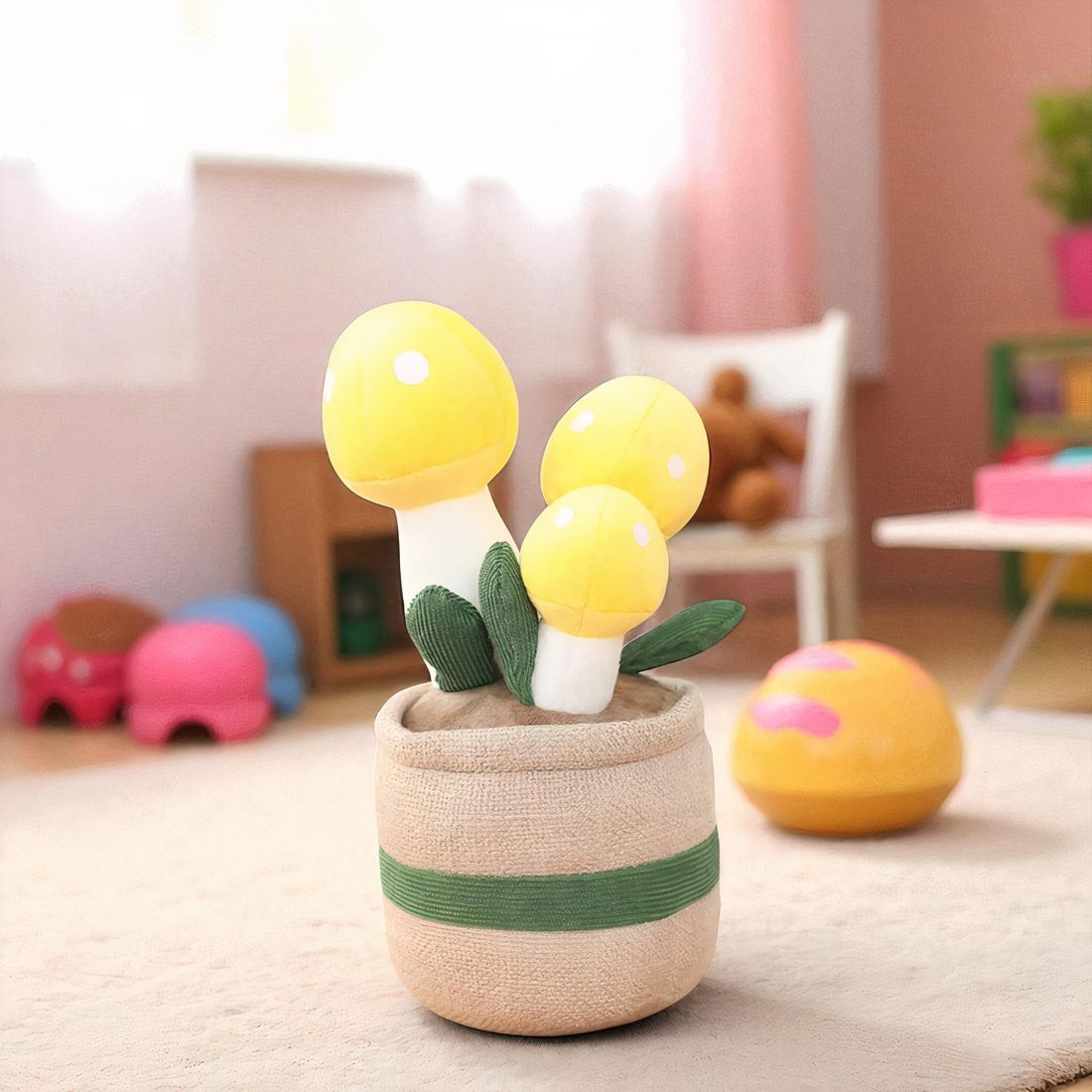 Peluche plante kawaii champignon décoratif doux