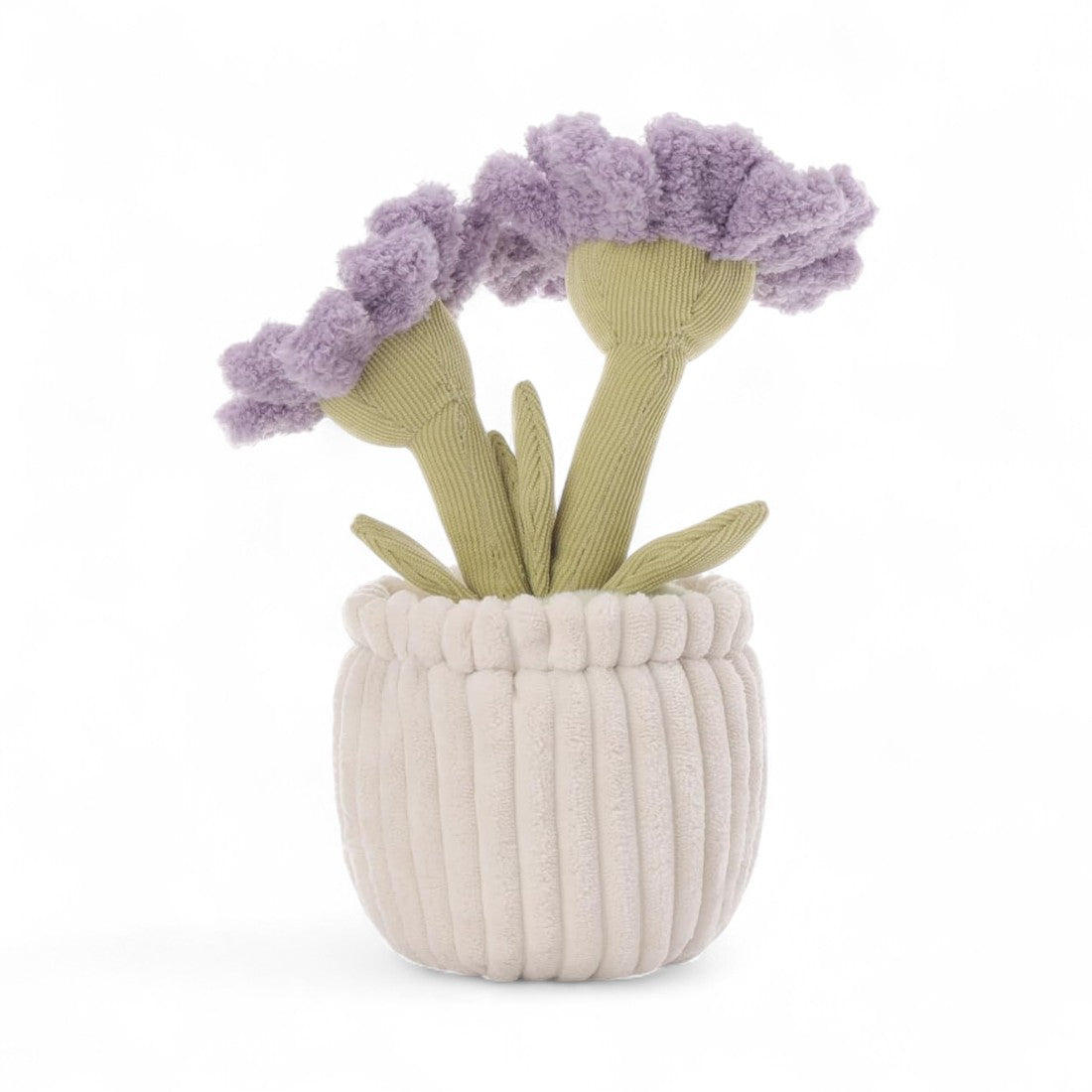 Peluche plante kawaii pot fleurs violettes
