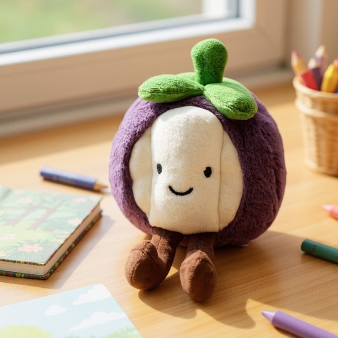 Peluche fruit kawaii mangoustan charmeur