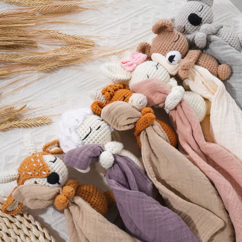 Peluche doudou plat tête lion pour bébé