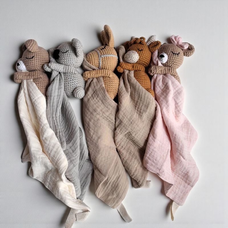 Peluche doudou plat tête ourson pour bébé