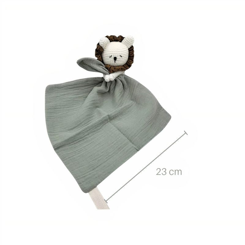 Peluche doudou plat tête lion pour bébé