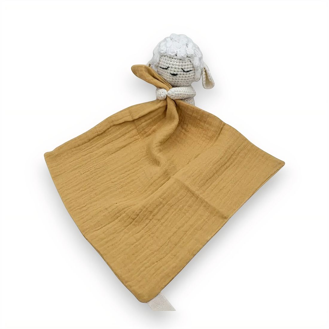 Peluche doudou plat tête mouton pour bébé