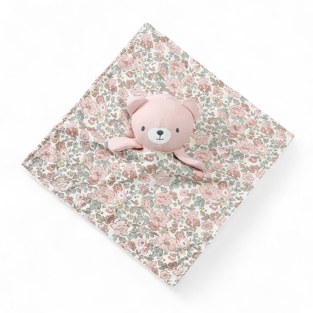 Peluche doudou plat tête ourson pour bébé