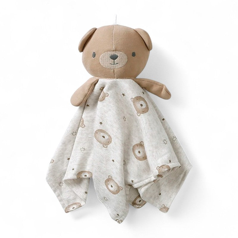 Peluche doudou plat tête ourson pour bébé