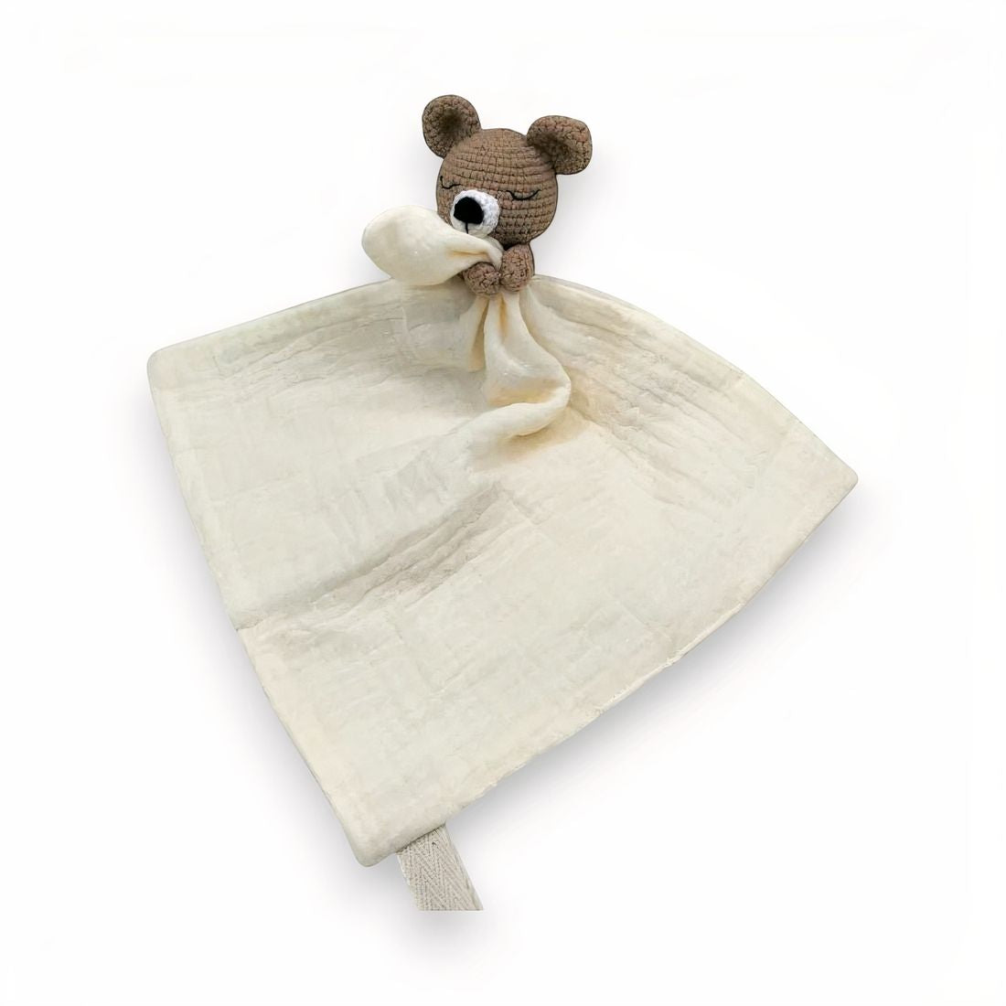 Peluche doudou plat tête ourson pour bébé