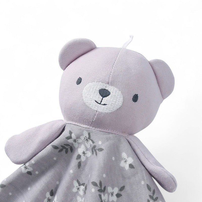Peluche doudou plat tête ourson pour bébé
