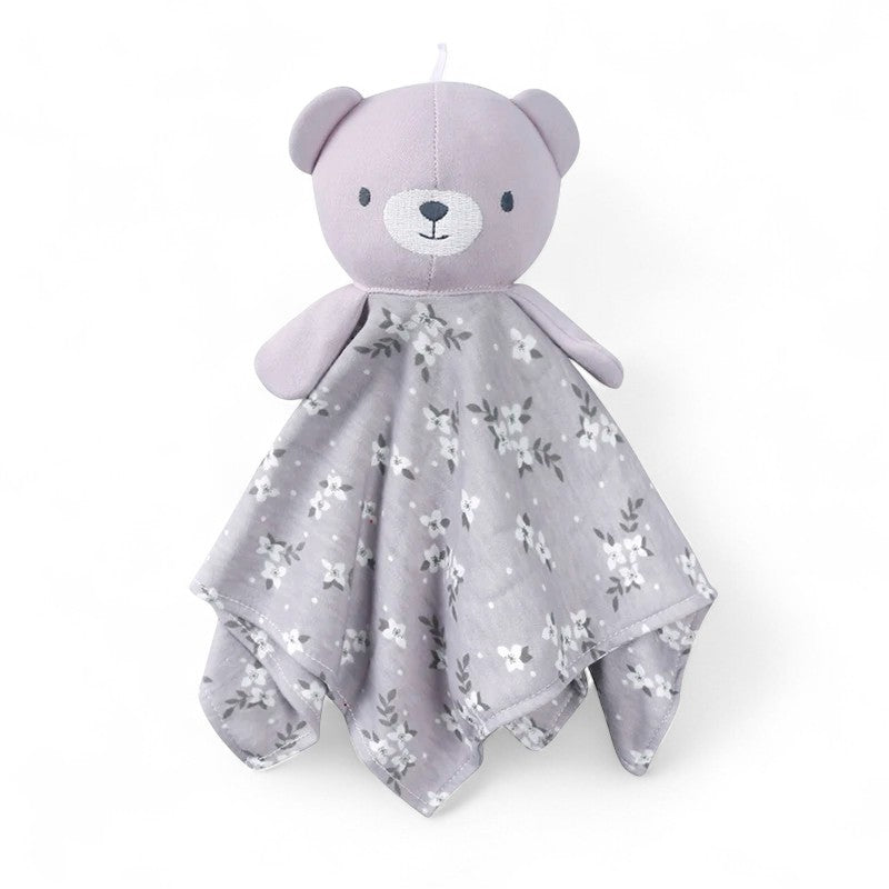 Peluche doudou plat tête ourson pour bébé