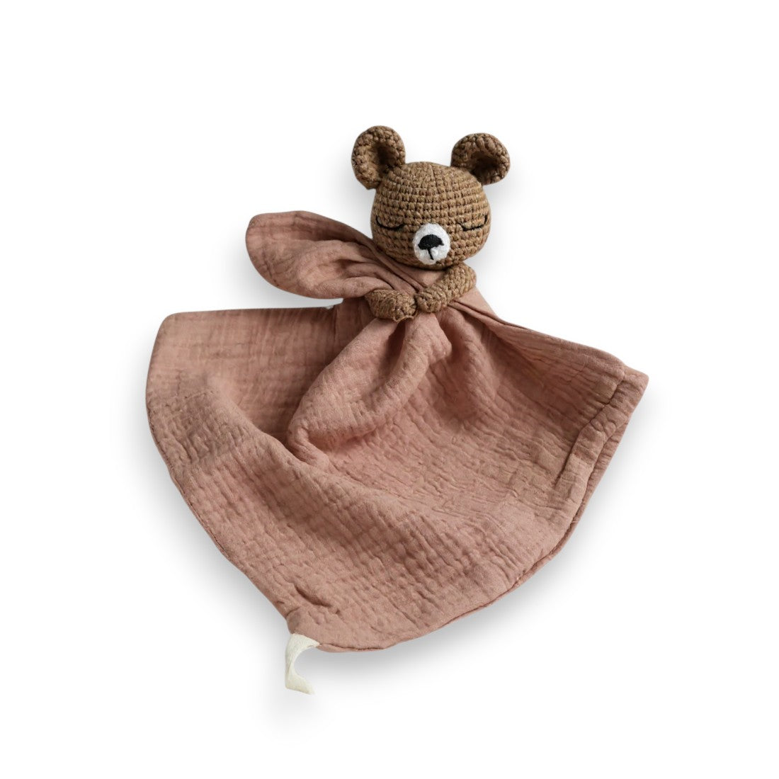 Peluche doudou plat tête ourson pour bébé