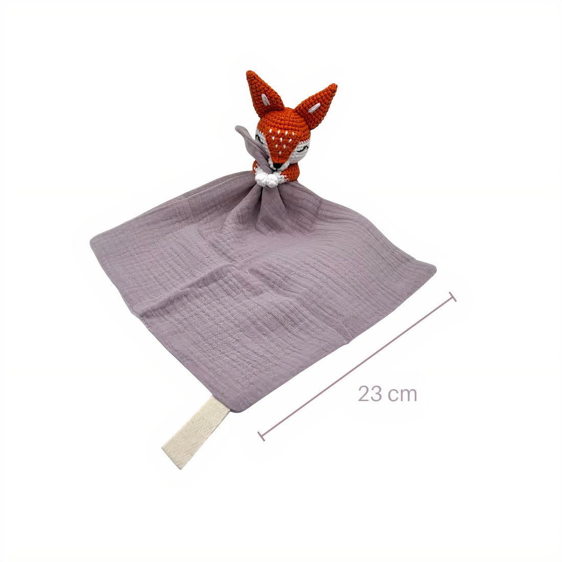 Peluche doudou plat tête renard pour bébé