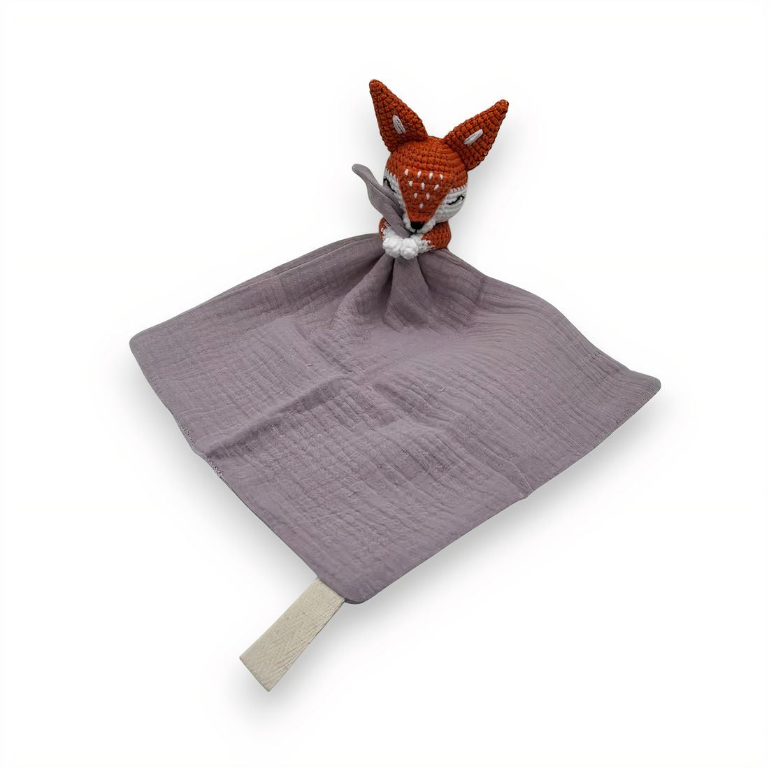 Peluche doudou plat tête renard pour bébé