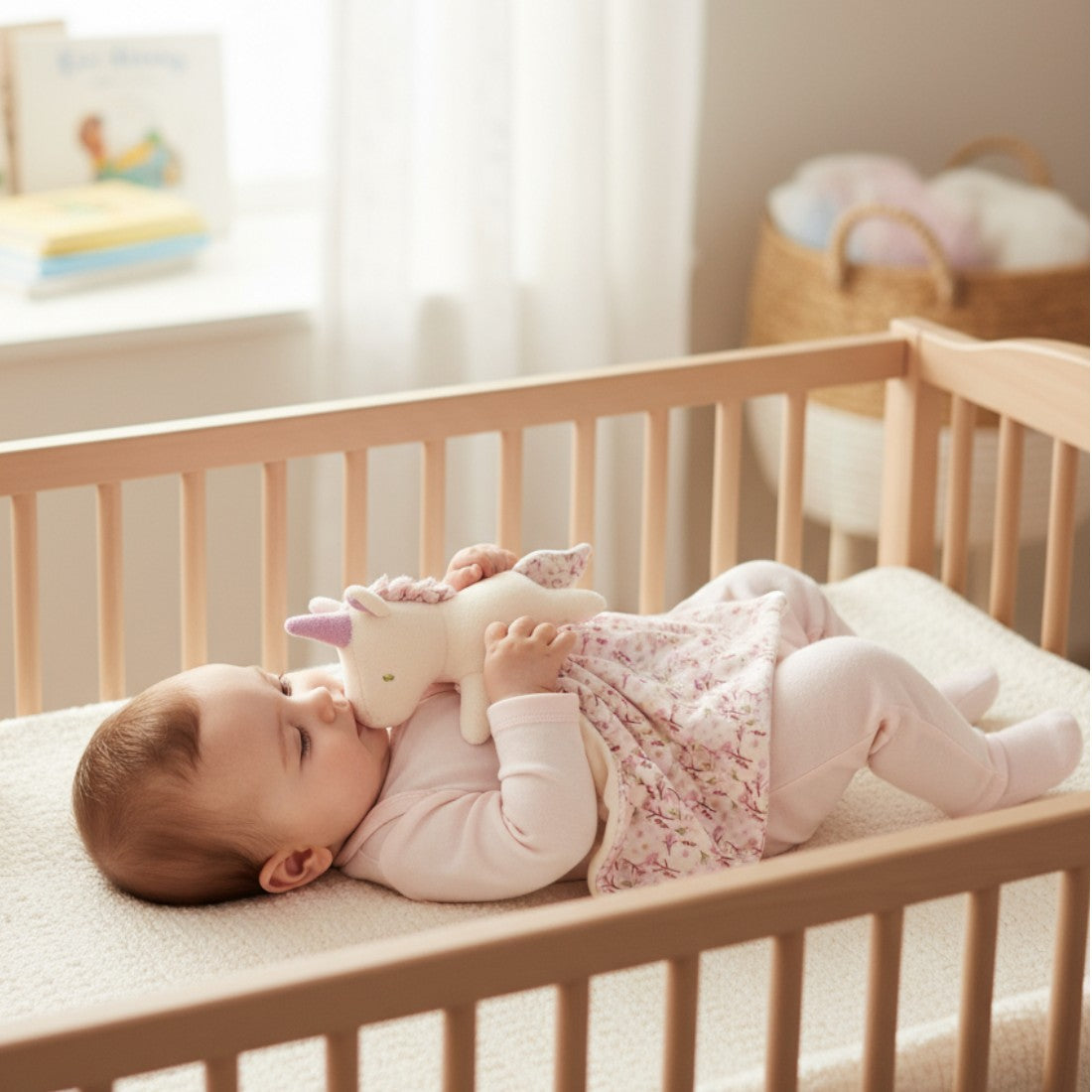 Doudou carré peluche douce licorne pour bébé
