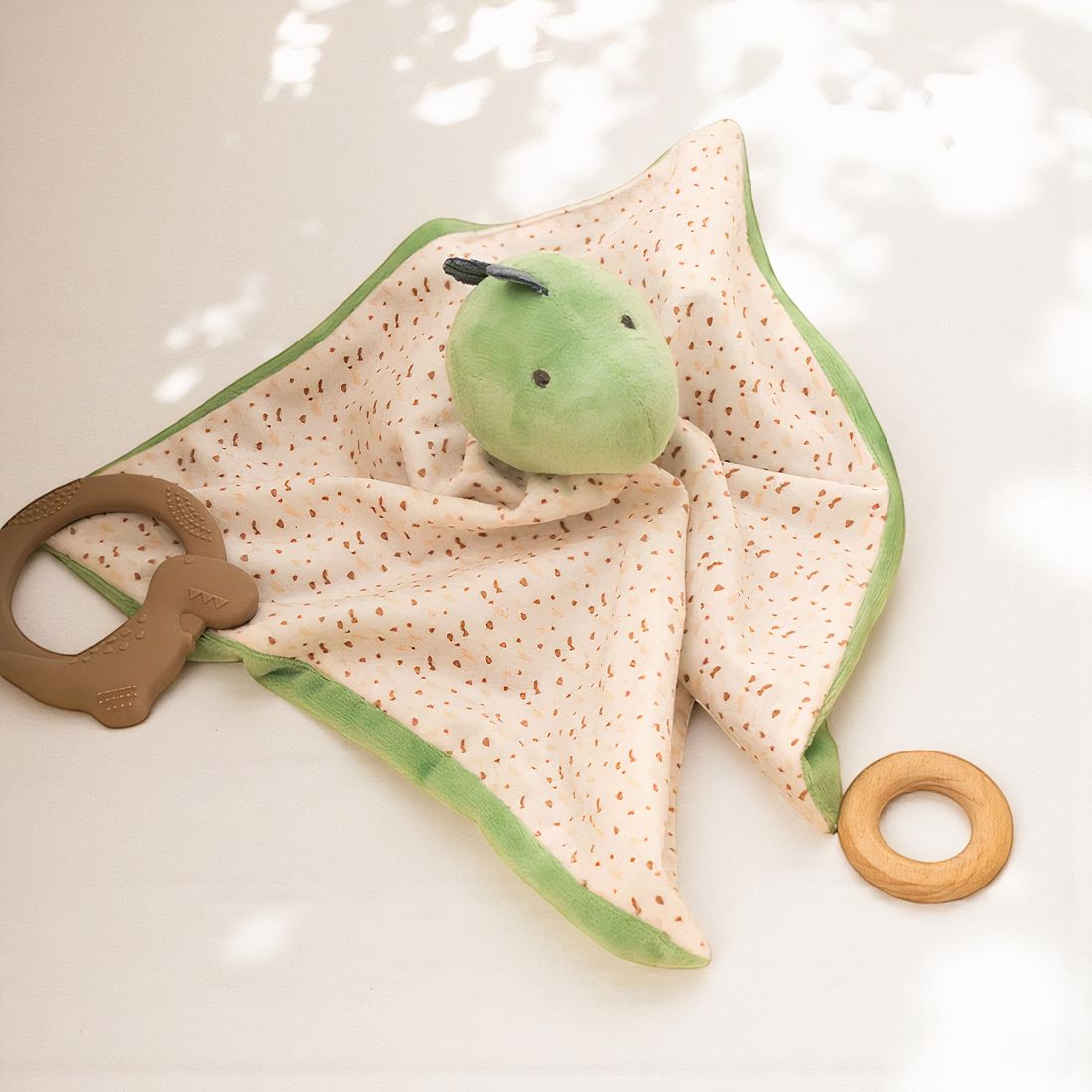 Doudou carré peluche douce dinosaure pour bébé