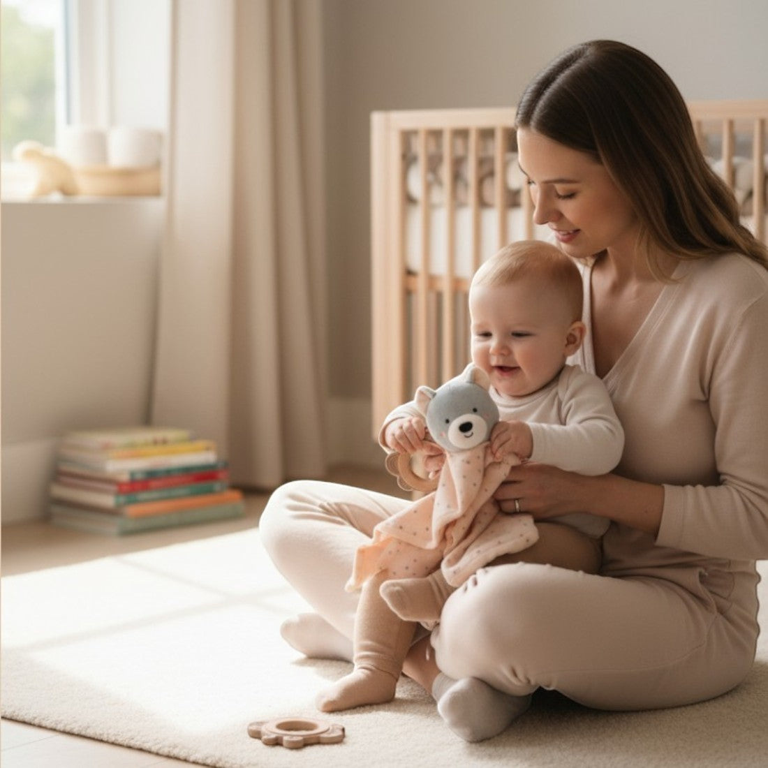 Doudou carré peluche douce ourson pour bébé