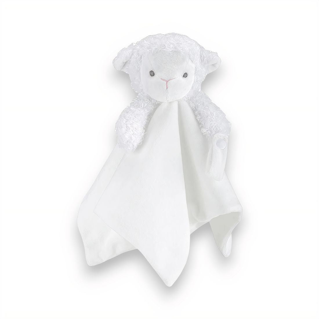 Doudou mouton blanc porte-tétine pour bébé