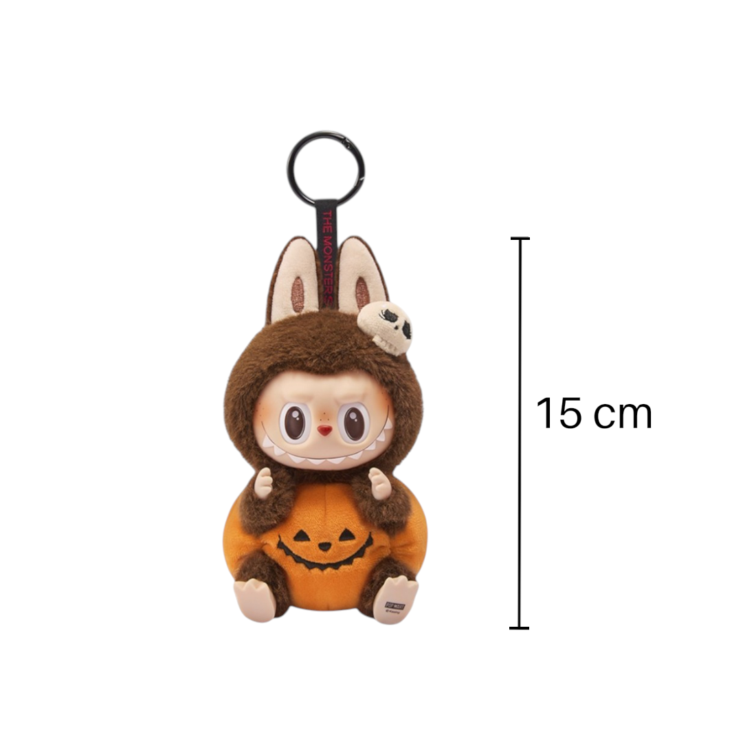 Peluche Halloween type Labubu costume citrouille