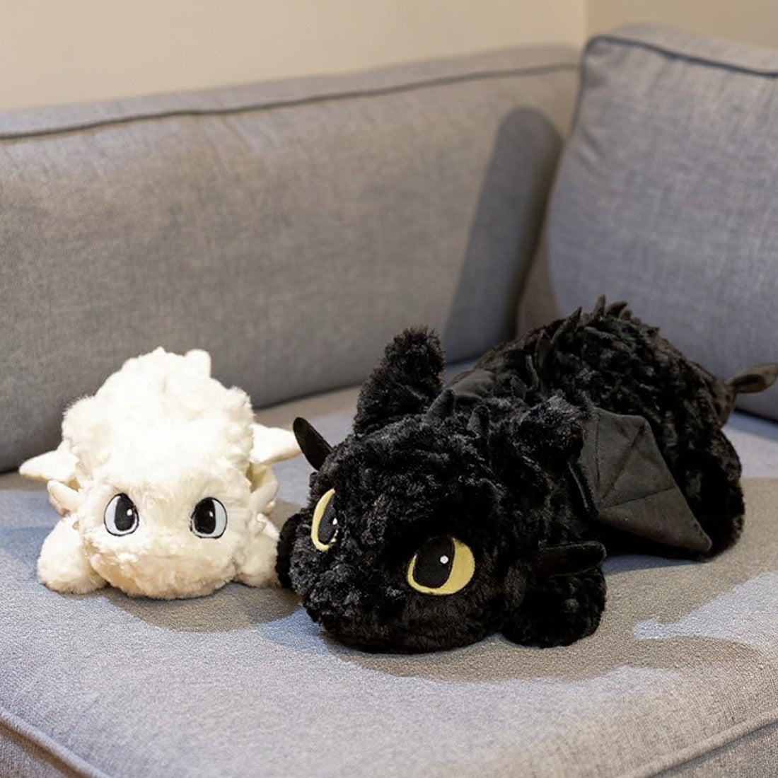 Peluche Dragons géante Krokmou et Furie éclair moelleuses