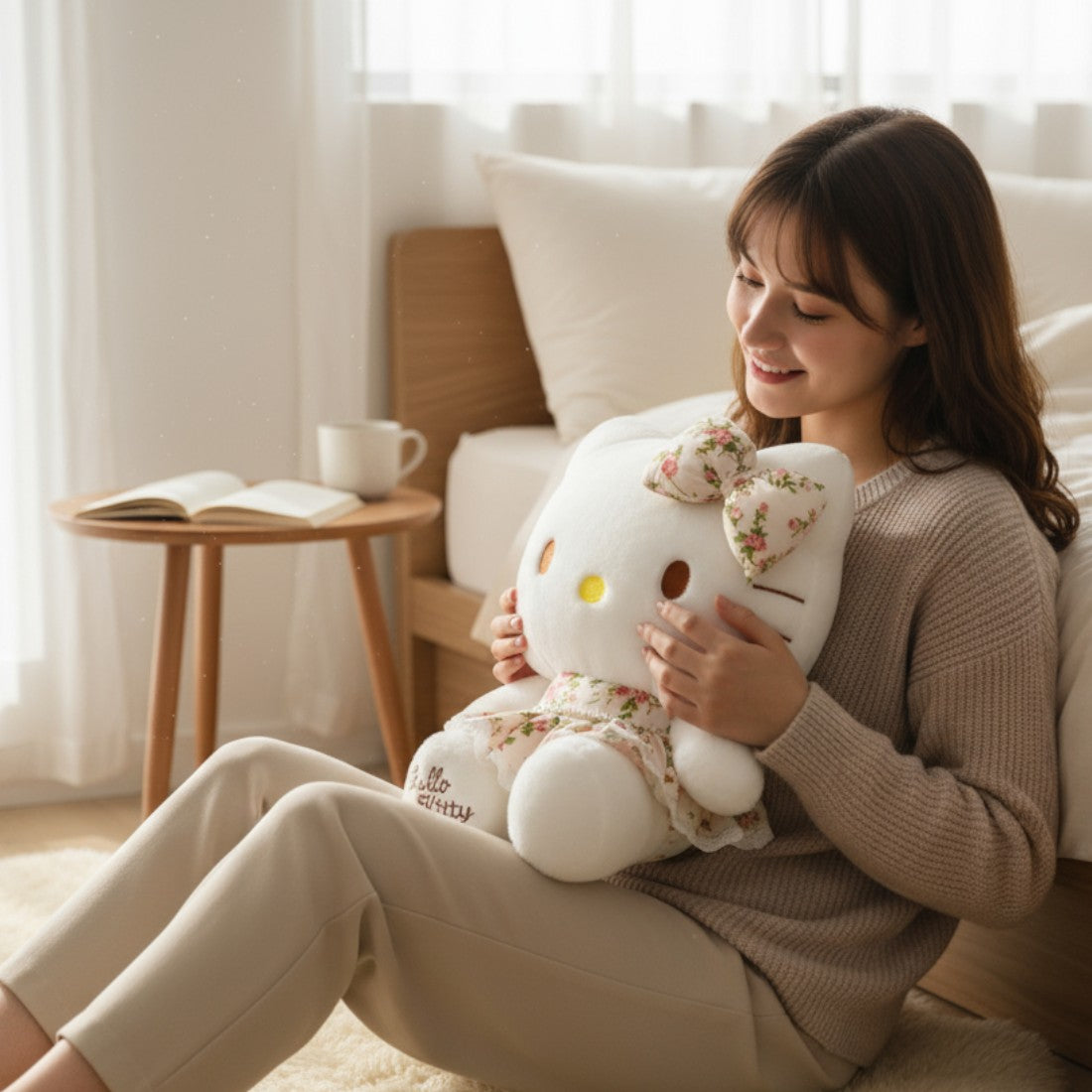 Peluche Hello Kitty délicate avec robe fleurie