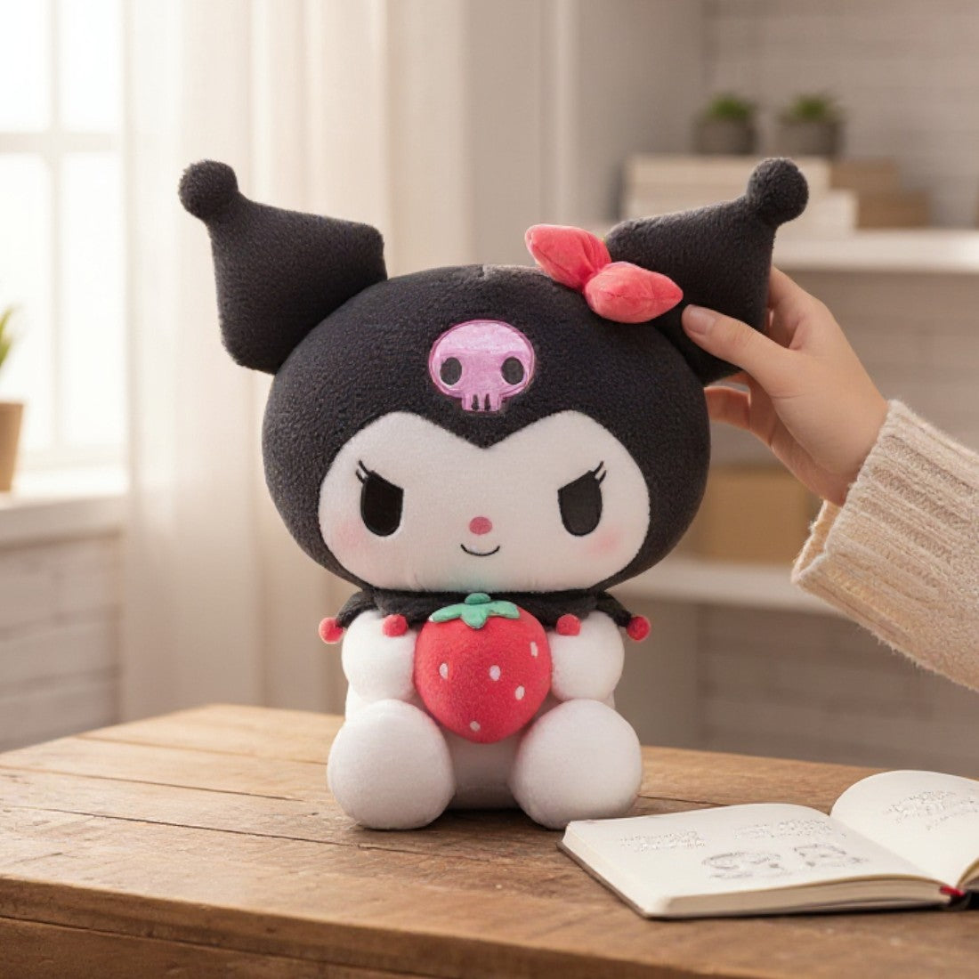 Peluche kawaii Kuromi avec sa fraise
