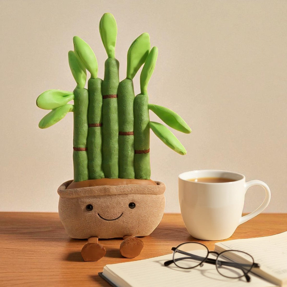 Peluche plante kawaii bambou douceur zen