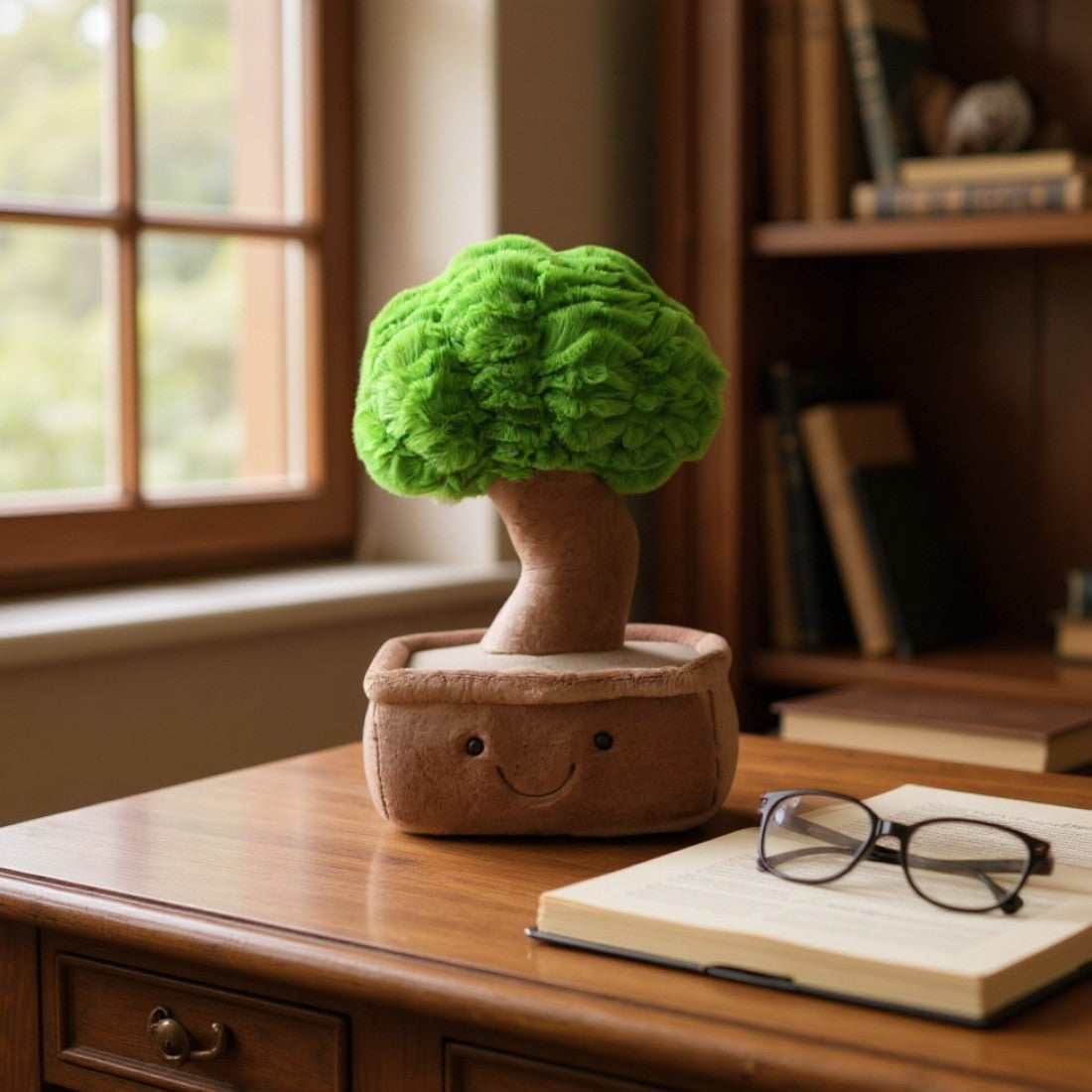 Peluche plante kawaii bonzaï sourire tendre